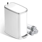 KUK Slim Bathroom Trash Can with Lid Soft Close, Step Pedal, 2.6 Gal/ 10L Stainless Steel Garbage Can with Removable Inner Bucket, Anti-Fingerprint Wastebasket for Office, Bedroom, Toilet (White)