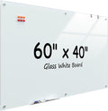 MaxGear Glass Whiteboard Wall Mounted, Frameless Magnetic Dry Erase Board, Tempered Glass, Steel-Backed, Non-Porous Smooth Surface, Floating Design, Accessories Included, for Office Home Classroom