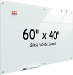 MaxGear Glass Whiteboard Wall Mounted, Frameless Magnetic Dry Erase Board, Tempered Glass, Steel-Backed, Non-Porous Smooth Surface, Floating Design, Accessories Included, for Office Home Classroom
