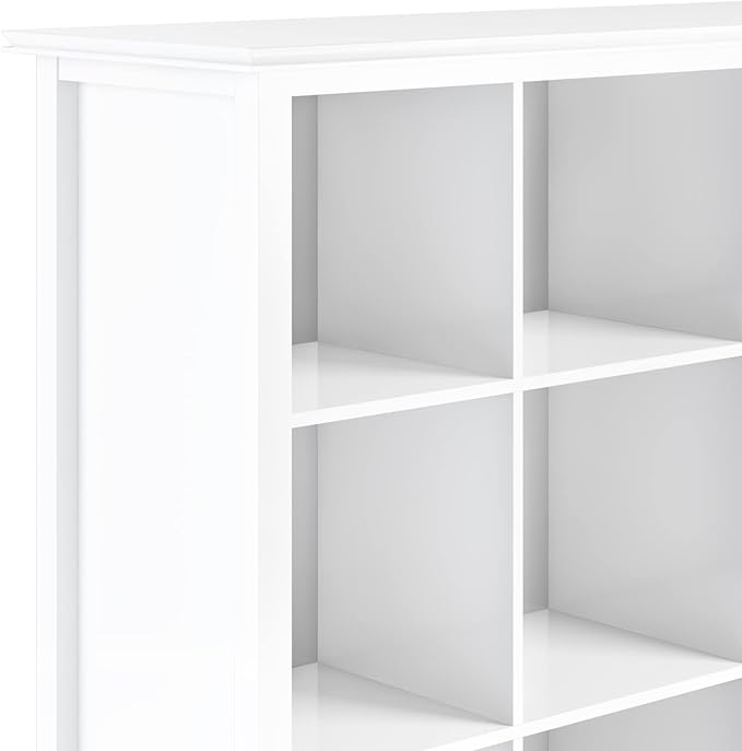 SIMPLIHOME Artisan Bookcase - 43 inch Tall 9-Cube Solid Wood Cube Organizer in White, Transitional Storage Bookcase for Living Room, Study Room or Office with Fixed Shelves and Tapered Legs