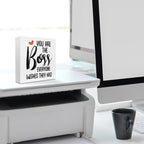 Boss Gifts for Women Man Leadership Gifts, Thank You Gifts Office Decor Inspirational Wooden Box Sign, Home Farmhouse Table Shelf Desk Decor Accessories, Supervisor Farewell Gifts for Manager Boss