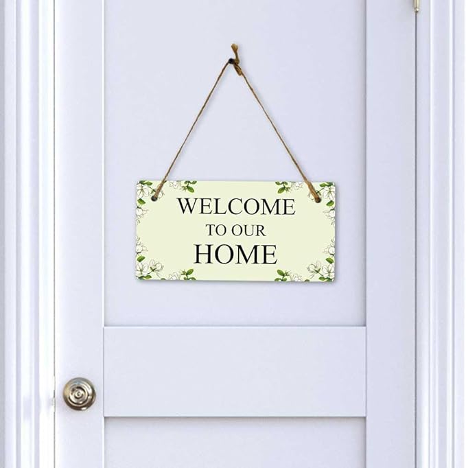 Signs ByLITA Magnolia White Personalized Hanging Wall or Door Sign (5 x 10") | Custom Signage for Your Home & Business