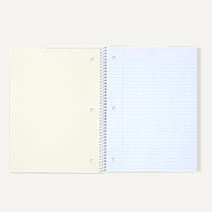 Amazon Basics Wide Ruled Spiral Notebook, 70 Sheets, 8" x 10-1/2", Assorted Solid Colors, 5 pack