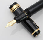 xixixiaozhu Metal Big Fountain Pen, Medium Nib 0.7mm, Includes Ink Converter & 5 Cartridges, Glossy Piano Painted Finish (Black)