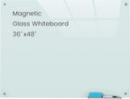 Gooderboard Glass Magnetic White Board - 48 x36 Inches Frameless Dry Erase Whiteboard for Wall, Writing Board for Meeting, Wall Mounted Glass Board for Office and Schools