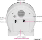 FAMICOZY 4.5" No Ticking Analog Alarm Clock,Silent Readable for Seniors,Easy to Set,Gradual Rise Alarm,Big Numbers,On/Off Switch on Side,Gentle Wake,Snooze Soft Backlight,Battery Operated,White