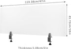 Acrylic Desk Privacy Divider with Clamps, 47x18x2 Inch Frosted Office Partition, Desktop Workspace Panel