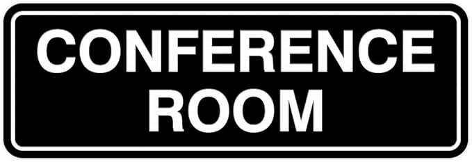 Standard Conference Room Sign - Black - Small 1 Pack