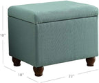 Spatial Order Home Decor | Upholstered MediumRectangular Storage Ottoman | Hinged Lid Ottoman with Storage for Living Room & Bedroom, Aqua Linen