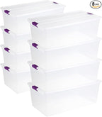 Sterilite 8-Pack 110 Quart ClearView Latch Box, Stackable Organizer Bins with Latching Lids - Clear Plastic Organization Containers for Closet, Bedroom, Shelving Units and Everyday Home Storage