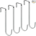 FYY Over The Door Hooks - 4 Pack Upgraded Long Door Hangers Hooks with Rubber Prevent Scratches Heavy Duty Organizer Hooks for Hanging Clothes, Towels, Hats, Coats, Bags Sliver