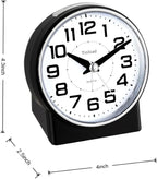 Tinload 4.3" No Ticking Analog Alarm Clock,Silent Readable for Seniors,Easy to Set,Gradual Rise Alarm,Big Numbers,On/Off Switch on Side,Gentle Wake,Snooze,Lighted on Demand,Battery Operated,Black