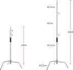 Soonpho 2 Packs Heavy Duty C-Stand Kit,Stainless Steel Photography Light Stand Base,Adjustable 5-10.8 feet Sturdy Tripod for Studio Softbox, Monolights, Reflector, Umbrella