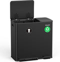 Lovewind Dual Trash Can, 14 + 6 Gallon Garbage Can for Kitchen Dual Compartment Recycling Kitchen Step Trash Bin, Stainless Steel Trash and Recycle Bin Combo with Soft-Close Lid, Black