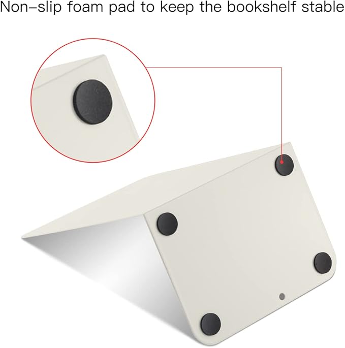 MSDADA Bookends, Book Ends for Book Shelves, Bookends for Office, Book Ends for Heavy Books,Metal Bookend Supports, Modern Minimalist Style Bookends, Milky White (4Pairs)