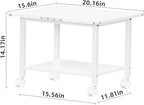 Lerliuo Under Desk Printer Stand, 2-Tier Industrial Mobile Printer Table with Storage Shelf and Steel Frame, Rolling Printer Cart Holder with Lockable Wheels for Home, Office (White)