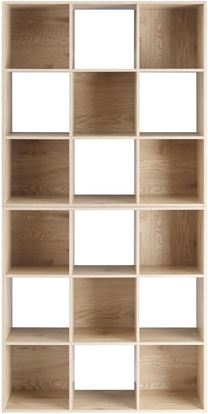 Whitmor 9 Cube Storage Organizer, Open Storage Display Bookshelf, Storage Cabinet for Living Room, Bedroom, Home, Office, White Oak