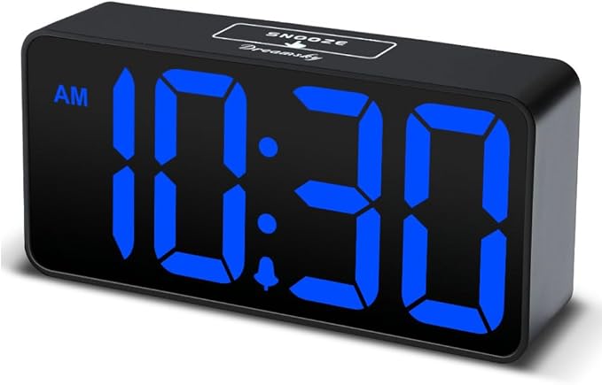 DreamSky Small Digital Alarm Clock for Bedroom, Large Big Numbers Display with Brightness Dimmer, Electric Bedside Desk Clock with USB Charging Port, Adjustable Alarm Volume, USB-C Adapter Powered