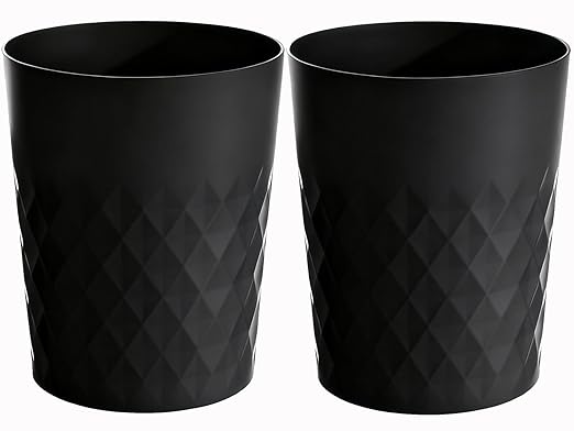 HOLTPHILI Bathroom Trash Can 1.8 Gallon Garbage Can Waste Basket Recycling Bin for Dorms Bedrooms Offices Kitchens, 2 Pack Black