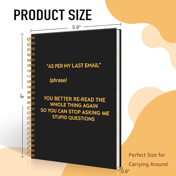 Mhfpl As Per My Last Email Funny Black Golden Spiral 160 Pages Blank Notebook, Sarcastic Coworker Gifts for Boss Teammate Colleagues, Work Gag Gifts for Employees Staff, Humour Gifts for Teamship