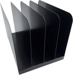 Huron Desktop File Organizer Vertical 4 Slot, Black Commercial Grade Steel