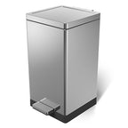 SIMPLYKLEEN Trash Can with Lid - 30 Liter/8 Gallon Square Stainless Steel Trash Can with Odor Protection Kitchen Garbage Cans with Soft-Close Foot Pedal Step Bin for Bathroom Home Office Silver