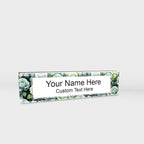 Signs ByLITA Floral Pattern Customized Nameplate | Sage Rose Personalized Full Color Acrylic Desk Sign