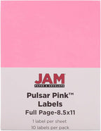 JAM PAPER Full Sheet Shipping Labels - Printable Sticker Paper - 8 1/2 x 11 - Ultra Pink - 10 Full Pages/Pack