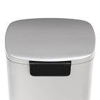 Garvee 13 gal / 50 L Metal Kitchen Trash Can with Lid, Large Rustproof Garbage Can for Kitchen, Step-on Trash Bin with Inner Bucket, Rear Handle, Soft Close Lid, White