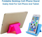 JUSDIQIR Cell Phone Stand for Desk Foldable Cell Phone Holder Desk Tablet Holder Mobile Phone Dock, Multi-Angle Universal Adjustable Tablet Dock Compatible with Most Cell Phones (Pink)