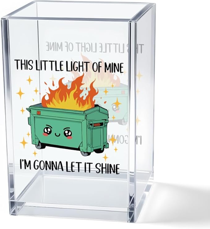 Vgrti This Little Light Of Mine I'm Gonna To Let It Shine Work Pen Holder Cup, Emotional Dumpster Makeup Brush Holder, Mental Health Gifts for Colleague Boss Teacher, End Of Year Gift for Women