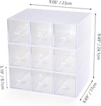 OSteed Desktop Drawers, Desk Organizer with 9 Drawers, Stackable Plastic Storage Box for Home Collection, Cosmetics, Jewelry, Office Supplies (3 Tiers, White)
