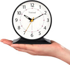 Tinload 4.5" Antique Retro Analog Alarm Clock, Small Silent Bedside Desk Clock with Manual Light, Battery Operated, Snooze, for Living Room, Bedroom, Bedside, Desk(Black)