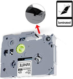 6pack 12mm 0.47'' TZe TZ Tape Laminated White Label Maker Tape Replacement for Brother P Touch Label Tape TZe-231 TZe231 Compatible with Brother PT-D210 PT-D220 PT-H110 PT-D410 PT-P710BT