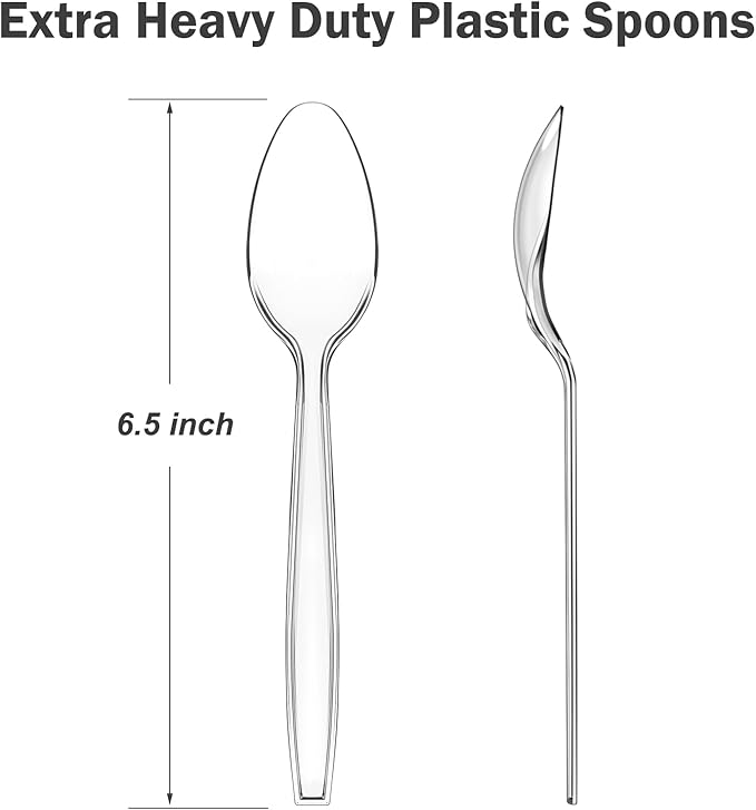 Dealusy 360 Count Clear Plastic Spoons Disposable, BPA-Free, Heat Resistant, Solid and Durable Disposable Spoons Heavy Duty Bulk, Premium Spoons plastic disposable for Party Supply