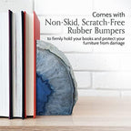 Nature's Decorations Agate Bookends - A Quality Blue Geode with Non-Skid Rubber Bumpers for Shelves, Office, Home Decor - Heavy Duty Cool Crystal Stone (4-6 LB)