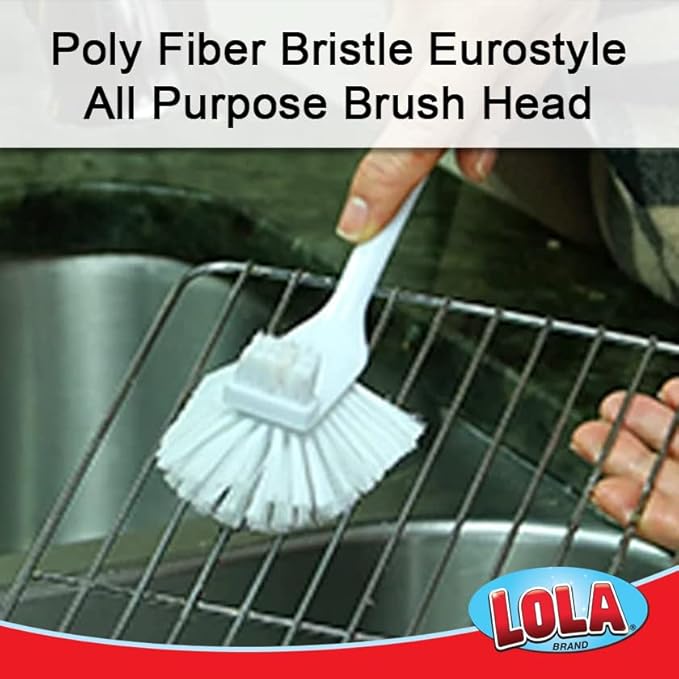 LOLA Pro Utility All Purpose Kitchen Cleaning Brush, 6 Pack, Durable Bristles, Comfort Ergonomic Rubber Non-Slip Grip, Built-in Food Scraper