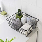 LeleCAT Wire Storage Baskets,Metal Wire Food Storage Organizer Bin Basket with Handles for Kitchen Cabinets, Pantry, Bathroom, Closets, Garage,Black 4 Pack