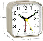 Tinload Small Battery Operated Analog Travel Alarm Clock Silent Non Ticking,Gentle Wake, Ascending Beep Sounds, Snooze,Lighted on Demand,Easy Set(Gold)