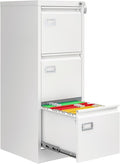 AFAIF 3 Drawer File Cabinet with Lock, Metal Filing Cabinets for Home Office, Vertical White Locking File Caninet, Steel Narrow Three Drawer File Cabnet for Letter/Legal / A4 / B4- Assembly Required