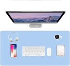 PU Leather Desk Pad Protector Gaming Mouse Pad Non Slip Desk Mat for Keyboard and Mouse Waterproof Desk Writing Pad for Office and Home Desk Accessories(Blue, 47.2 * 17.7)