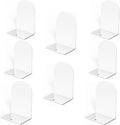 Lulonpon 8 Pieces Book Ends, Bookends, Books Stand, Metal Bookend for Shelves, White Book Ends for School, Library, Desktop Organizer