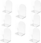 Lulonpon 8 Pieces Book Ends, Bookends, Books Stand, Metal Bookend for Shelves, White Book Ends for School, Library, Desktop Organizer