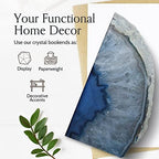 Nature's Decorations Agate Bookends - A Quality Blue Geode with Non-Skid Rubber Bumpers for Shelves, Office, Home Decor - Heavy Duty Cool Crystal Stone (3-4 LB)