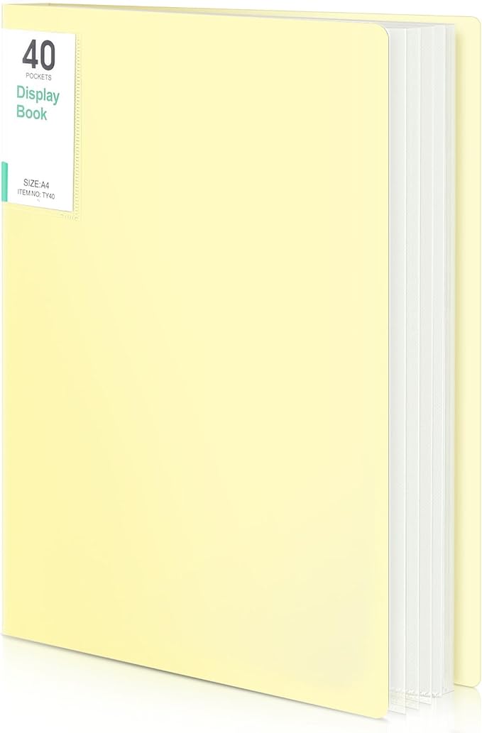 Phyxin Portfolio Binder, 40-Pocket Portfolio Folder 8.5" x 11", Displaying 80 Page Binder with Plastic Sleeves, Plastic Folders for Women & Men, Students, Teachers, Yellow