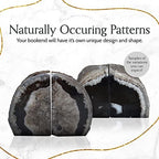 Nature's Decorations Black Agate Bookends – A+ Grade Geode Heavy Duty Decorative Stone Crystal for Shelves & Bookcases, Natural Polished Bookshelf Decor, 1 Pair 3-4Lbs