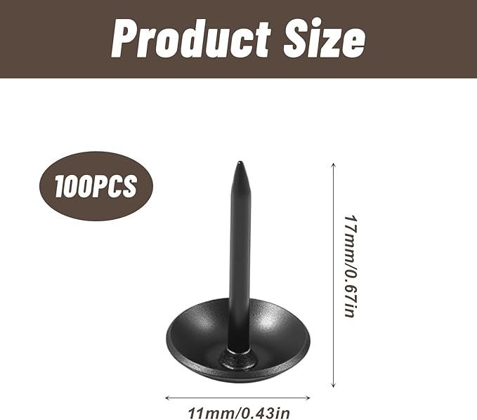 100 Pcs Black Thumb Tacks for Wall, Black Push Pins for Cork Board, Flat Thumb Tacks for Upholstery and Carpet on Wood