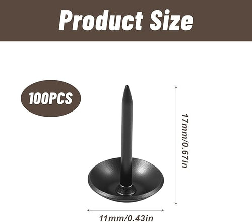 100 Pcs Black Thumb Tacks for Wall, Black Push Pins for Cork Board, Flat Thumb Tacks for Upholstery and Carpet on Wood