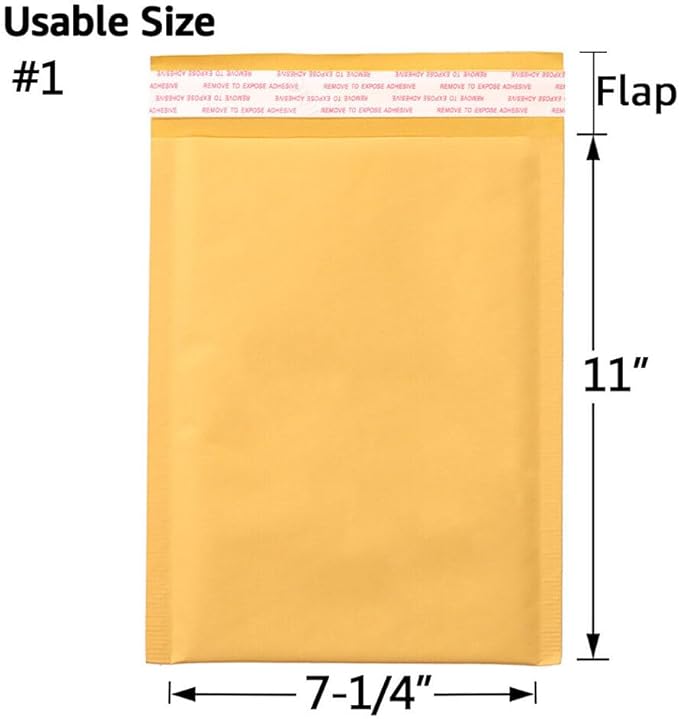Kraft Bubble Mailers [100 Pack] Mailing Packing Envelopes #1 (7.25" x 11")