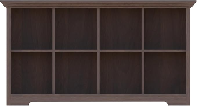 OSCHF Cube Shelf Bookcase with Base - Wooden 2 Tiers Floor Standing Low Storage Cabinet for Home and Office, 8-Cube Lattice Bookshelf, Walnut